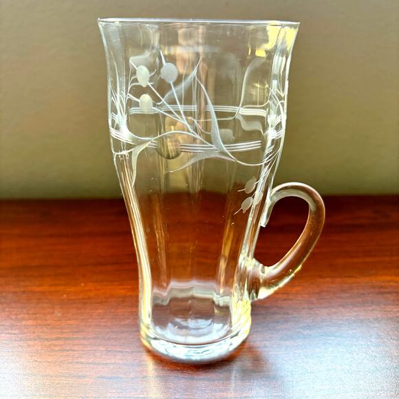 Set of 6 Antique Crystal Irish Coffee Mugs Etched Elegant Hot Toddy Glasses 10oz - Picture 6 of 11